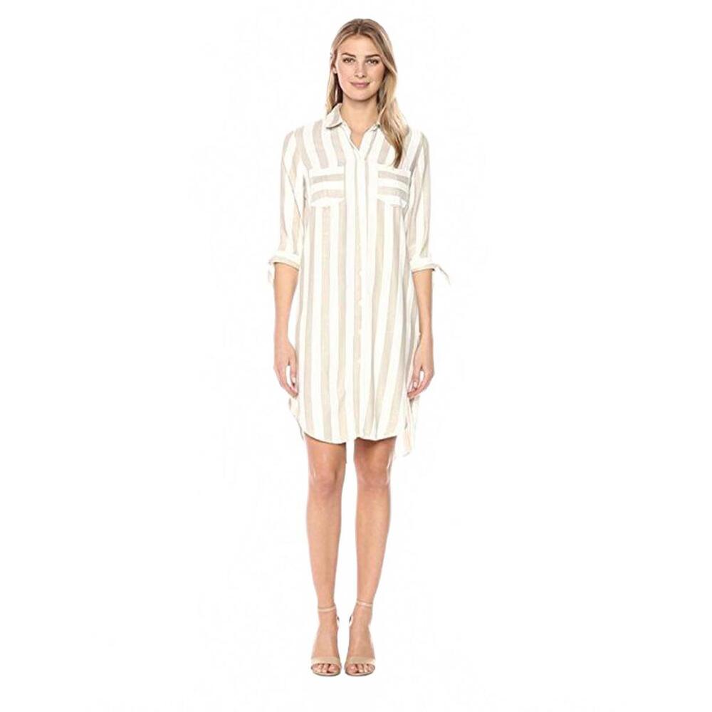Sharagano Women's Striped Button-Up Shirt Dress - US 18